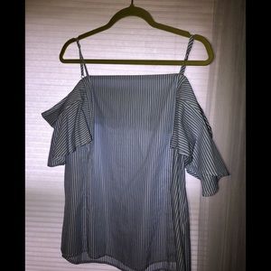 Pin Striped Short Sleeve Blouse